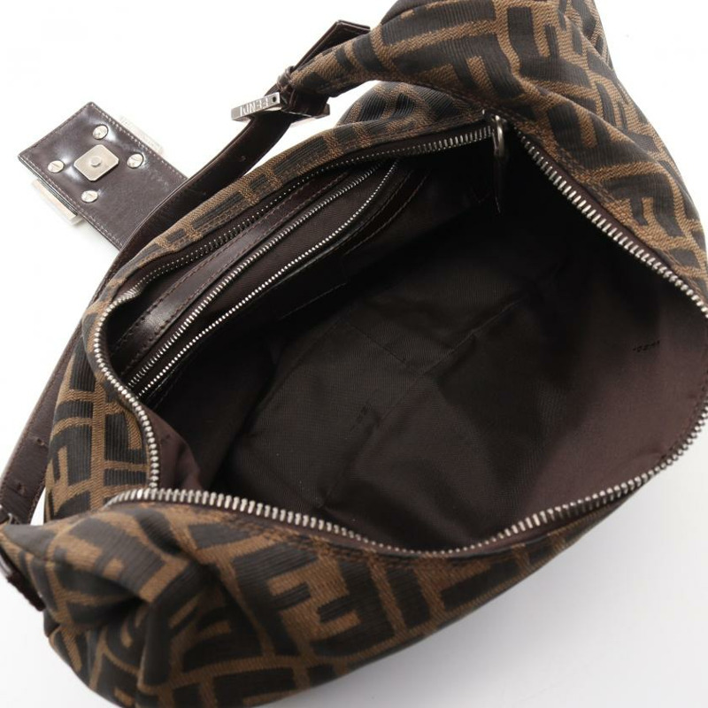 【日本直送】 中古FENDI[BC]ZUCCA 帆佈單肩包 真皮 棕色 深棕色-2