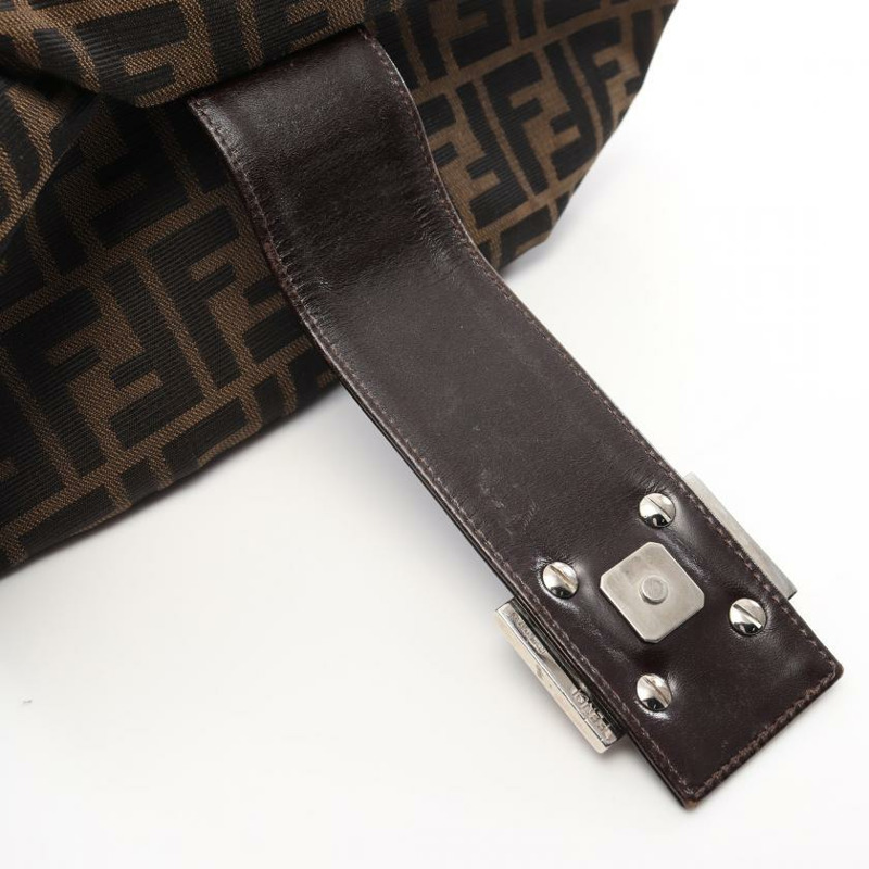 【日本直送】 中古FENDI[BC]ZUCCA 帆佈單肩包 真皮 棕色 深棕色-8
