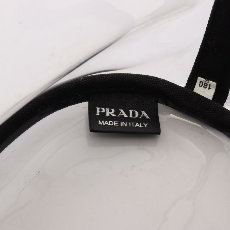 【日本直送】 中古PRADA[BC]PLEX+CANAPA 手包 托特包 乙烯基塑料 帆布 透明 黑色 兩用款-3