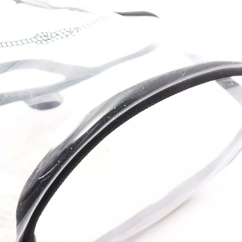 【日本直送】 中古PRADA[BC]PLEX+CANAPA 手包 托特包 乙烯基塑料 帆布 透明 黑色 兩用款-6