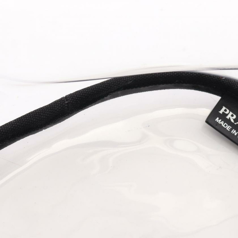 【日本直送】 中古PRADA[BC]PLEX+CANAPA 手包 托特包 乙烯基塑料 帆布 透明 黑色 兩用款-9