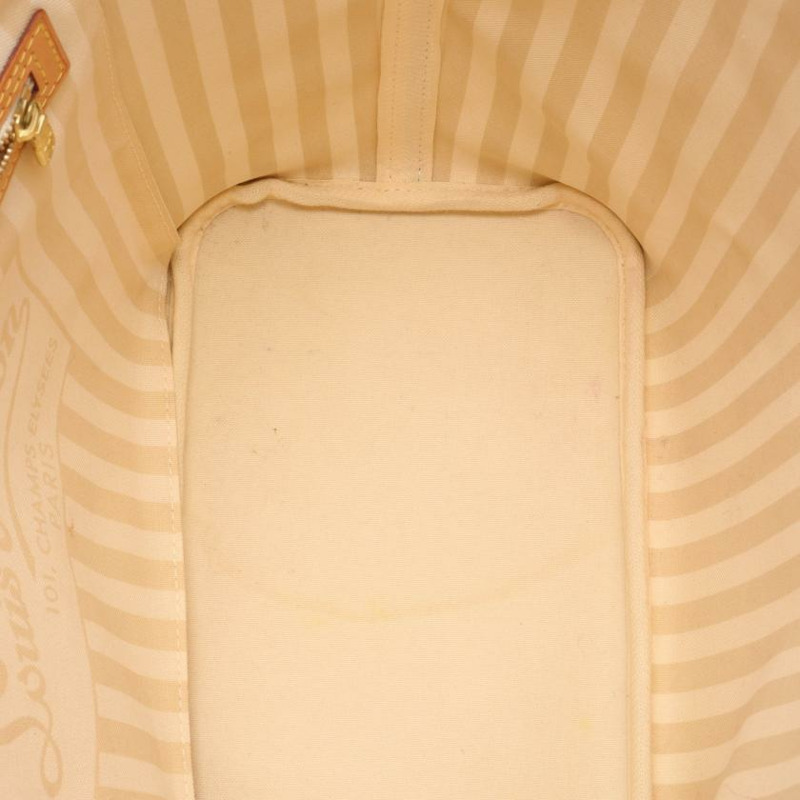 【日本直送】 中古LOUIS VUITTON[BC]老花Rayures Neverfull MM  肩包 托特包 PVC 皮 棕色 淺米色-5