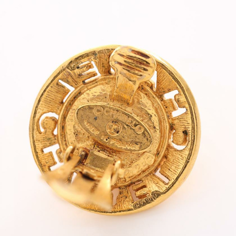 【日本直送】 中古CHANEL[BC]耳環 鍍金 人造珍珠 金色 米白色 Logo vintage-2