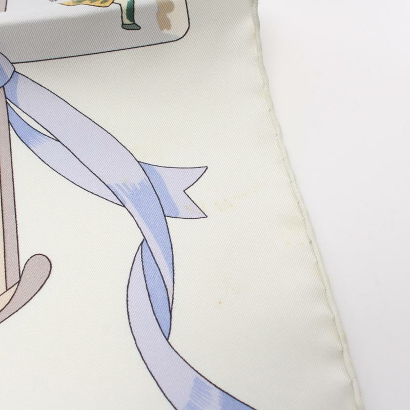 【日本直送】 中古HERMES[BC]方巾90 「Neige d'Antan」 絲巾 絲 淺藍色 多彩色-6