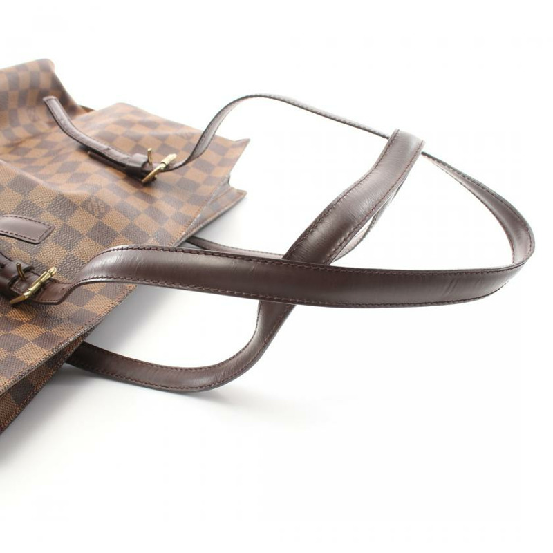 【日本直送】 中古LOUIS VUITTON[BC]Chelsea 烏黑色棋盤格 肩包 托特包 PVC 真皮 棕色-10