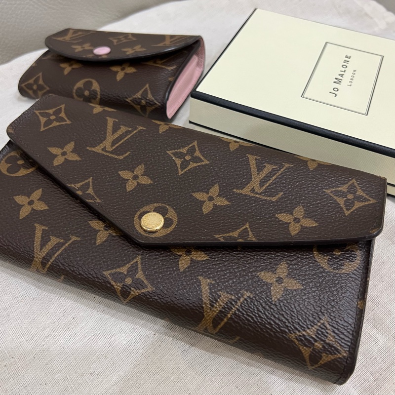 LV Sarah錢包 老花 長夾 發財長夾 芭蕾粉色-0