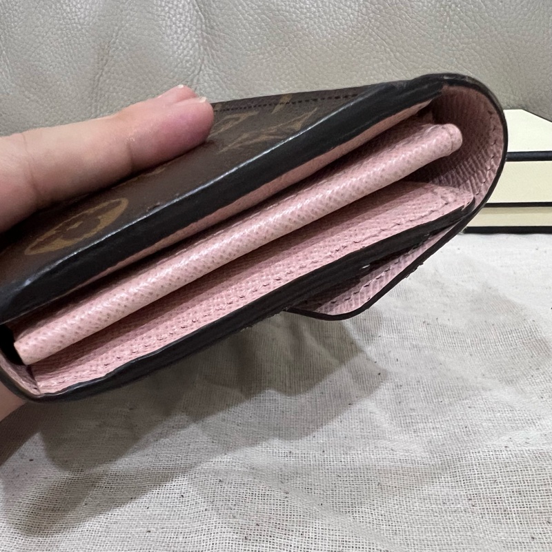 LV Sarah錢包 老花 長夾 發財長夾 芭蕾粉色-1