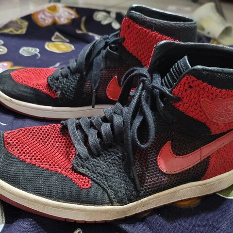 Air Jordan 1代 高筒紅黑編織鞋27公分