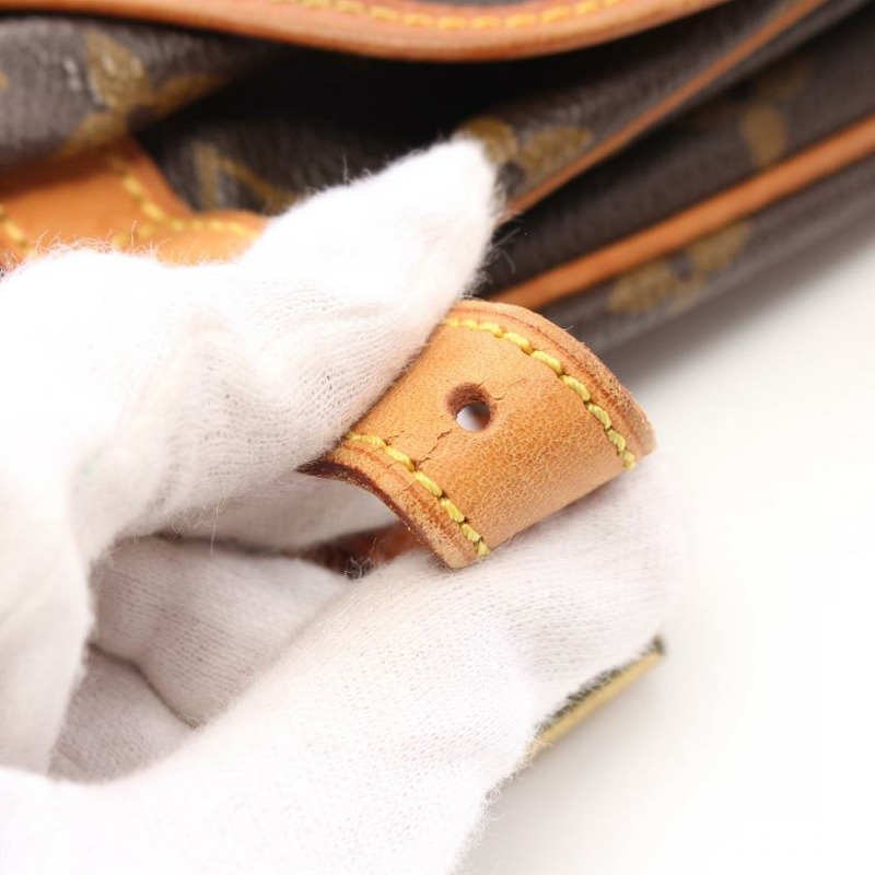 【日本直送】 中古LOUIS VUITTON[BC]Saumur30  老花肩包 PVC 真皮 棕色-7