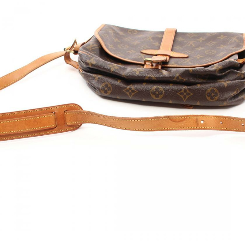 【日本直送】 中古LOUIS VUITTON[BC]Saumur30  老花肩包 PVC 真皮 棕色-9
