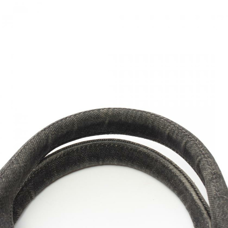 【日本直送】 中古PRADA[BC]CANAPA 卡納帕 手包 托特包 牛仔布 深灰色 寶石 兩用款-5