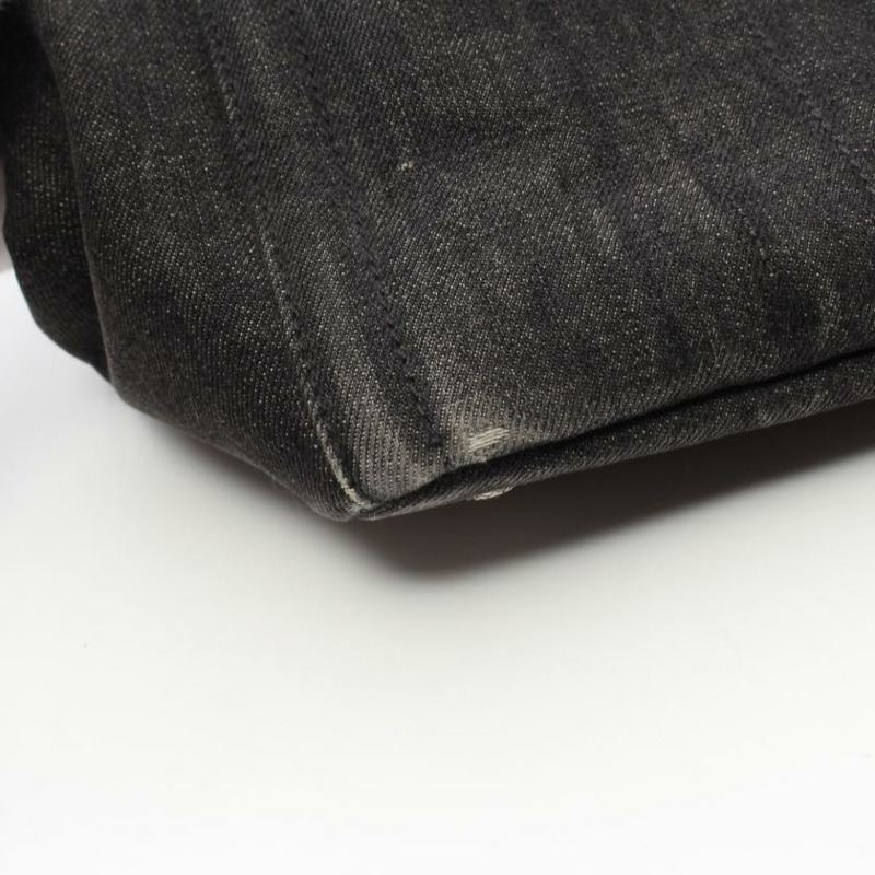 【日本直送】 中古PRADA[BC]CANAPA 卡納帕 手包 托特包 牛仔布 深灰色 寶石 兩用款-7