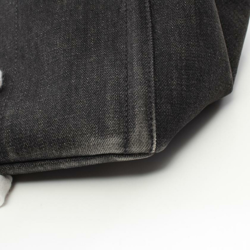 【日本直送】 中古PRADA[BC]CANAPA 卡納帕 手包 托特包 牛仔布 深灰色 寶石 兩用款-8