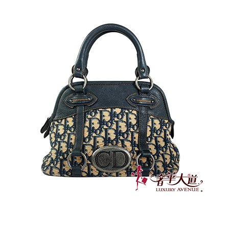 Christian Dior 藍色老花緹花布 CD 手提包(已售出)-0