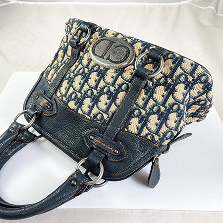 Christian Dior 藍色老花緹花布 CD 手提包(已售出)-2