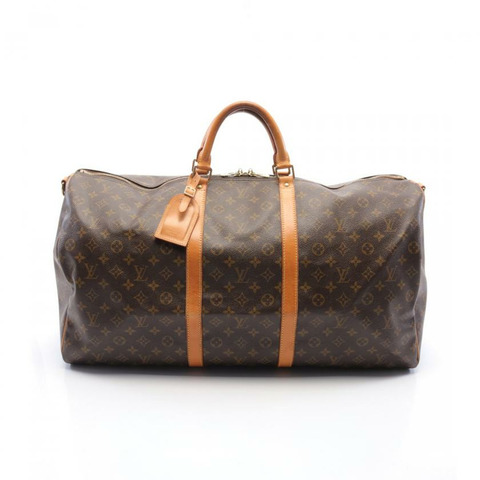 【日本直送】 中古LOUIS VUITTON[BC]Keepall Bandouliere60 老花行李包 PVC 真皮 棕色 兩用款