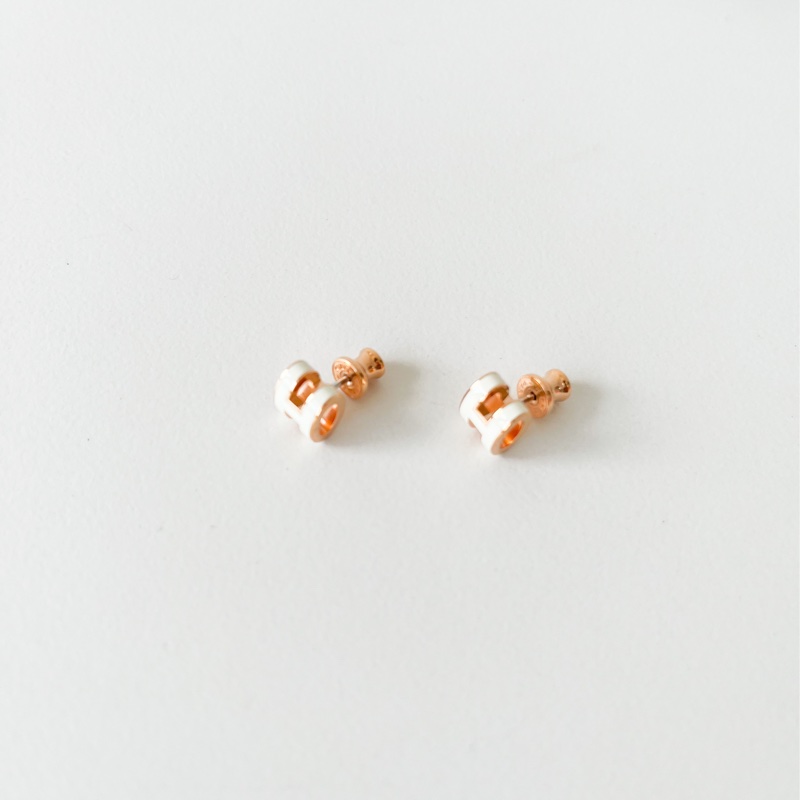 愛馬仕 mini pop h耳環白色x 玫瑰金色🌹-2