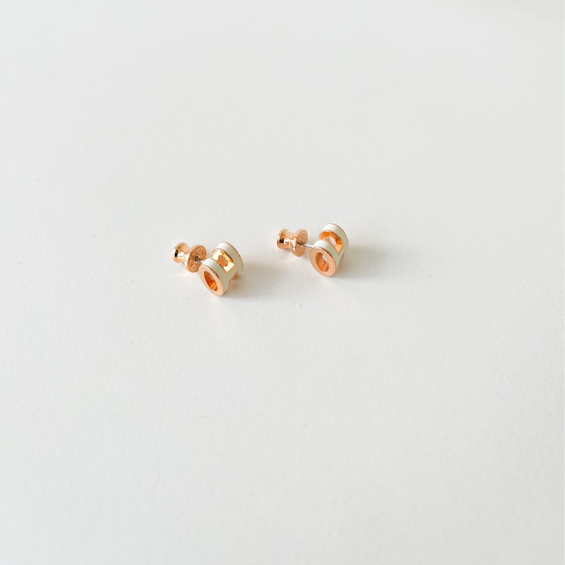 愛馬仕 mini pop h耳環白色x 玫瑰金色🌹-5