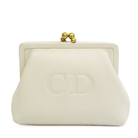 Christian Dior 女士皮革零錢包/零錢包白色