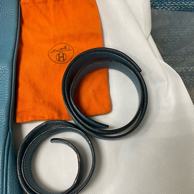 愛馬仕Hermes牛仔藍Togo皮金釦ℹ️方框I刻Massai PM單肩包/斜背包-24