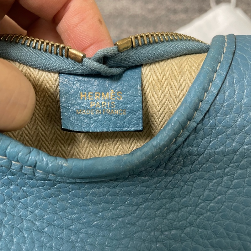 愛馬仕Hermes牛仔藍Togo皮金釦ℹ️方框I刻Massai PM單肩包/斜背包-31