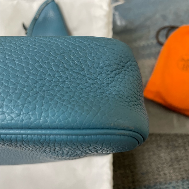 愛馬仕Hermes牛仔藍Togo皮金釦ℹ️方框I刻Massai PM單肩包/斜背包-4