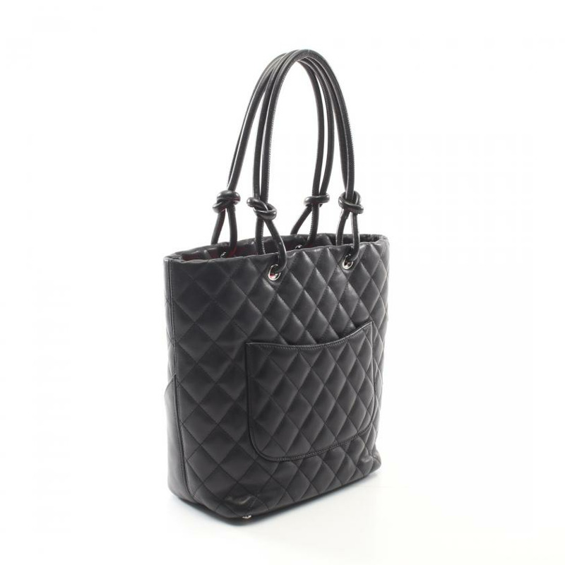 【日本直送】 中古CHANEL[B]康鵬系列  手提包 真皮托特包 黑色 白色-1