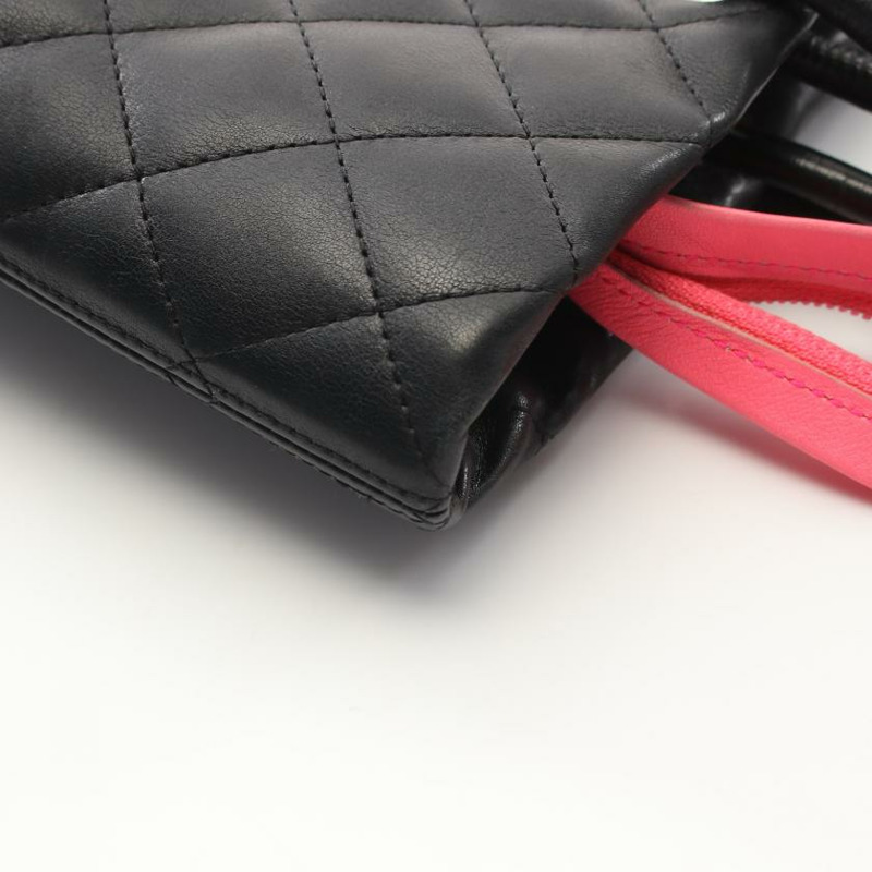 【日本直送】 中古CHANEL[B]康鵬系列  手提包 真皮托特包 黑色 白色-6