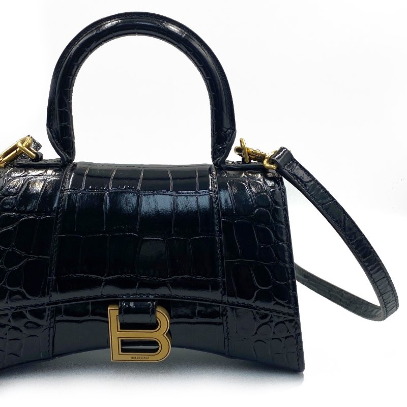 Balenciaga Hourglass mini 鱷魚壓紋小牛皮手提包-6