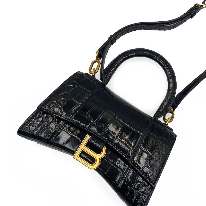 Balenciaga Hourglass mini 鱷魚壓紋小牛皮手提包-7