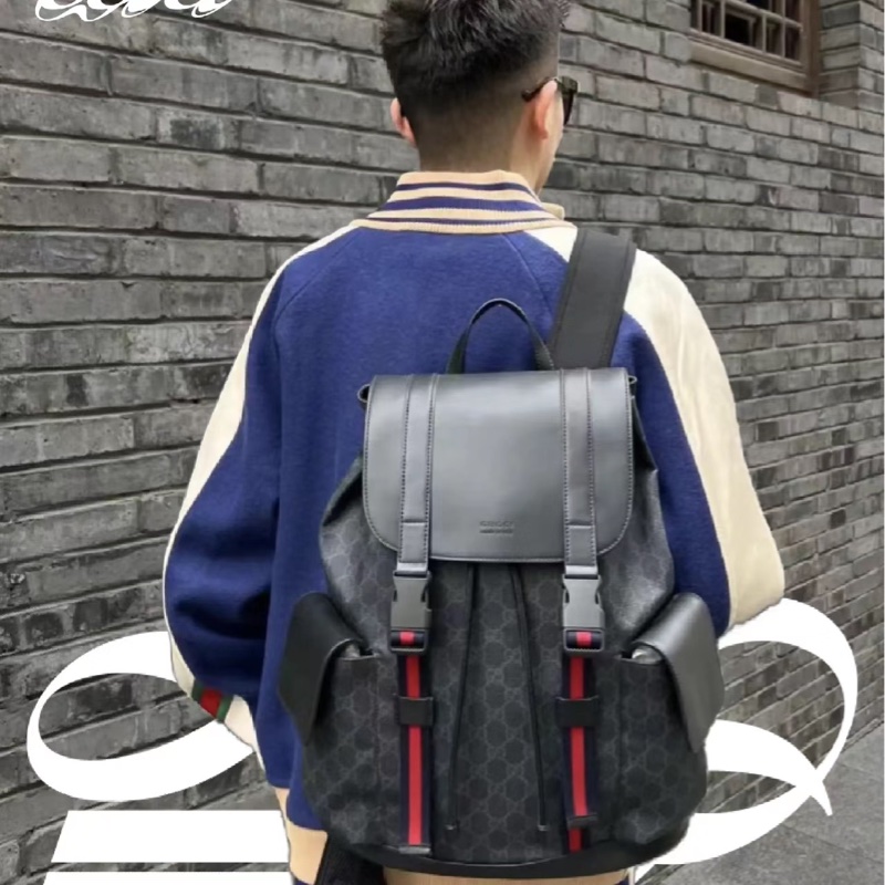 GUCCI Supreme GG souple 紅黑配色軍旅大後背包 雙肩背包-1