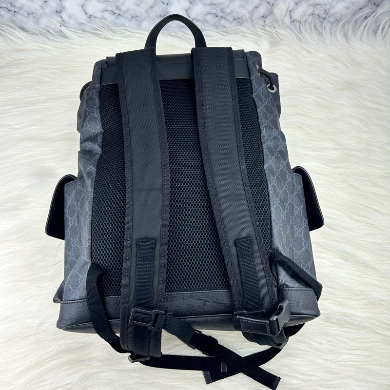 GUCCI Supreme GG souple 紅黑配色軍旅大後背包 雙肩背包-11