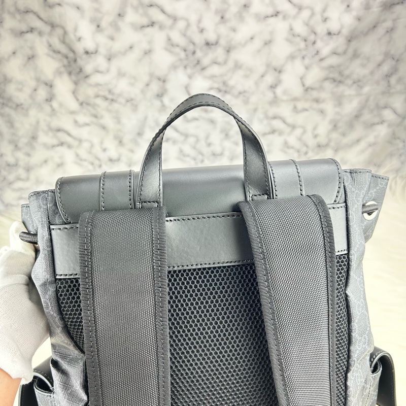 GUCCI Supreme GG souple 紅黑配色軍旅大後背包 雙肩背包-13