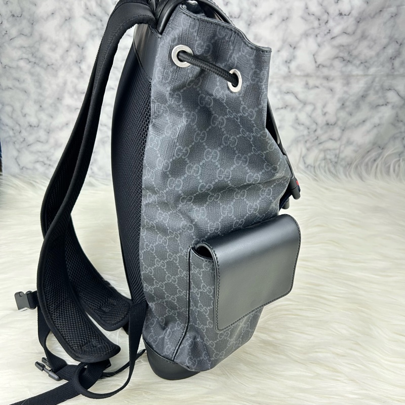 GUCCI Supreme GG souple 紅黑配色軍旅大後背包 雙肩背包-14
