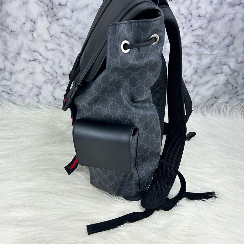 GUCCI Supreme GG souple 紅黑配色軍旅大後背包 雙肩背包-15