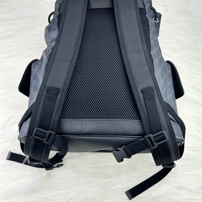 GUCCI Supreme GG souple 紅黑配色軍旅大後背包 雙肩背包-17