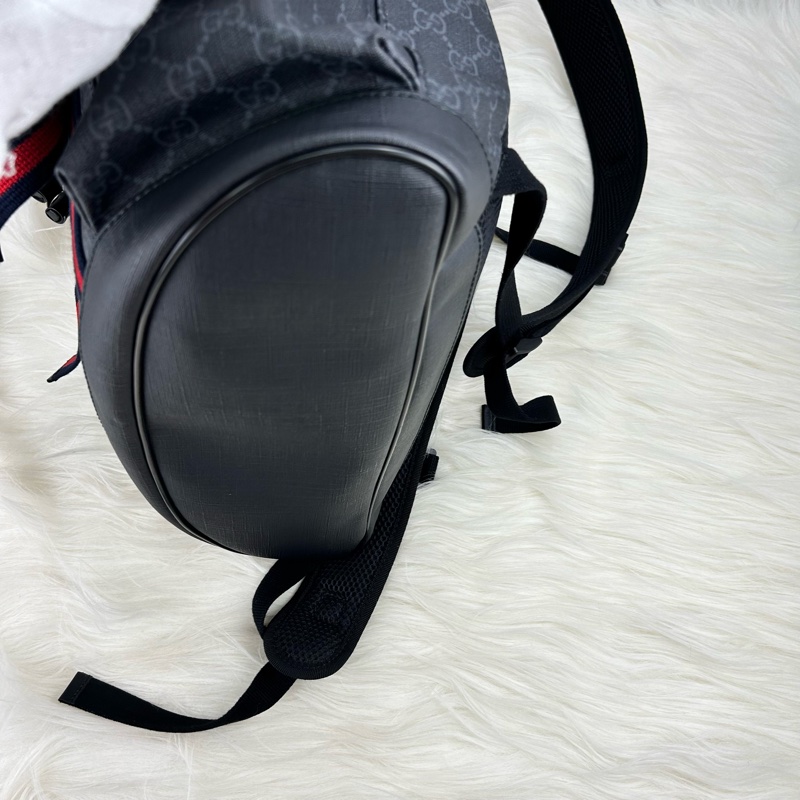 GUCCI Supreme GG souple 紅黑配色軍旅大後背包 雙肩背包-19