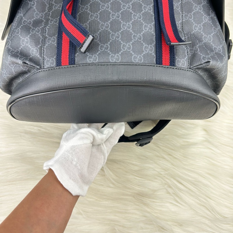 GUCCI Supreme GG souple 紅黑配色軍旅大後背包 雙肩背包-20