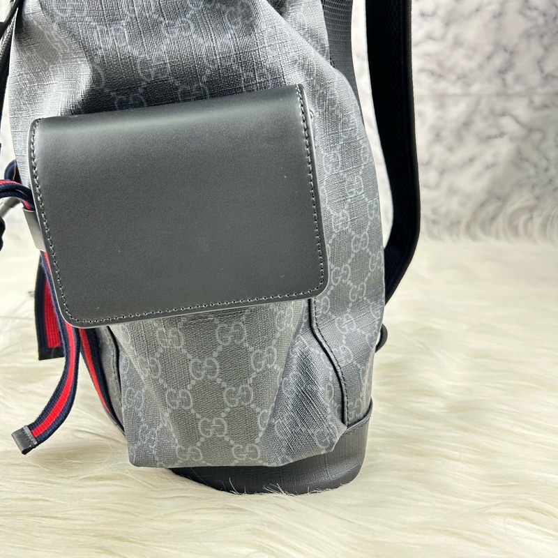 GUCCI Supreme GG souple 紅黑配色軍旅大後背包 雙肩背包-29