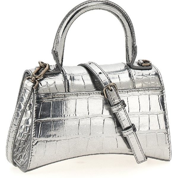Balenciaga 592833 Hourglass XS 小牛皮鱷魚紋沙漏包 金屬銀色/國外同步折扣至8/30日止-4