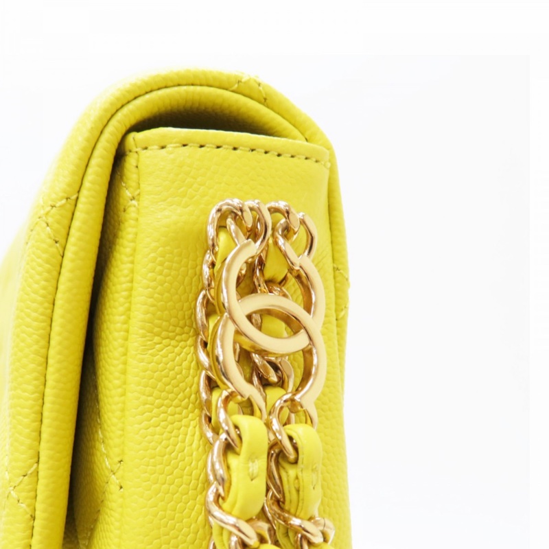 新款香奈兒23C檸檬黃🍋荔枝皮金釦 魚子醬紋mini COCO /23C Neon Yellow Caviar Coco Mini Flap Bag-6