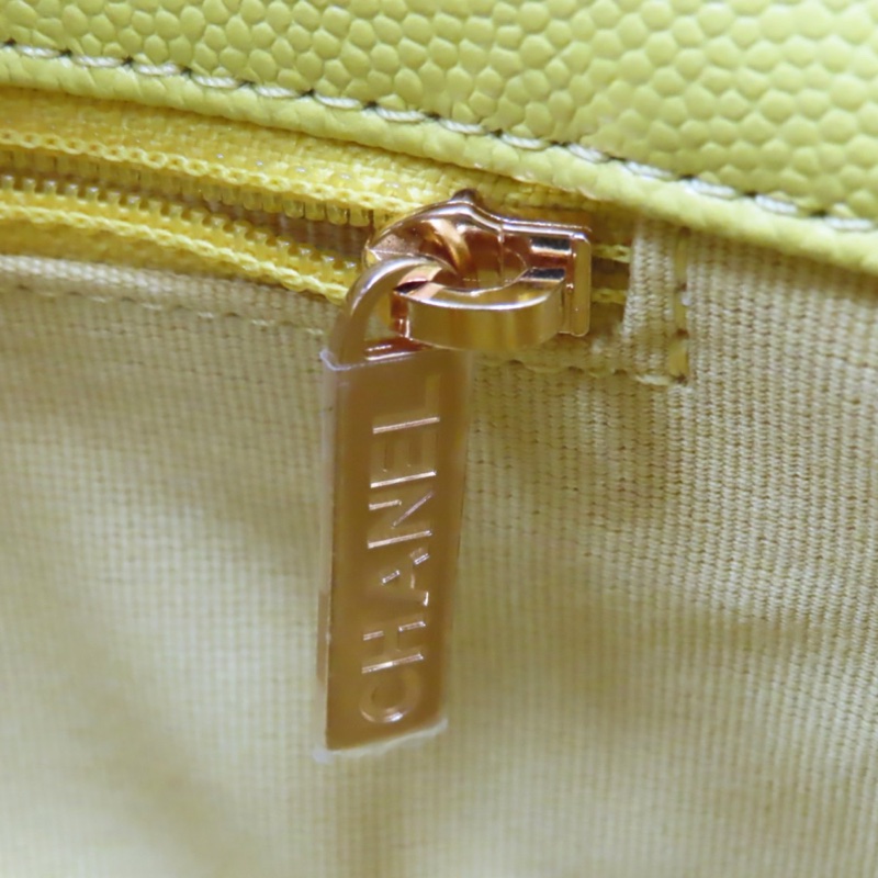 新款香奈兒23C檸檬黃🍋荔枝皮金釦 魚子醬紋mini COCO /23C Neon Yellow Caviar Coco Mini Flap Bag-12