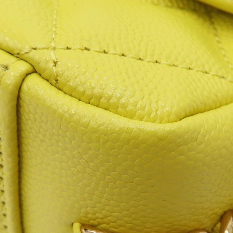 新款香奈兒23C檸檬黃🍋荔枝皮金釦 魚子醬紋mini COCO /23C Neon Yellow Caviar Coco Mini Flap Bag-16