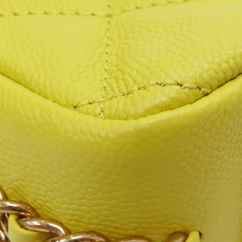 新款香奈兒23C檸檬黃🍋荔枝皮金釦 魚子醬紋mini COCO /23C Neon Yellow Caviar Coco Mini Flap Bag-17