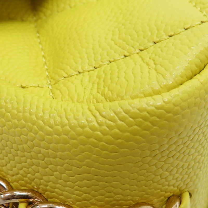 新款香奈兒23C檸檬黃🍋荔枝皮金釦 魚子醬紋mini COCO /23C Neon Yellow Caviar Coco Mini Flap Bag-19