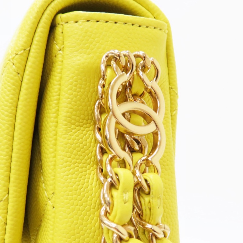 新款香奈兒23C檸檬黃🍋荔枝皮金釦 魚子醬紋mini COCO /23C Neon Yellow Caviar Coco Mini Flap Bag-22