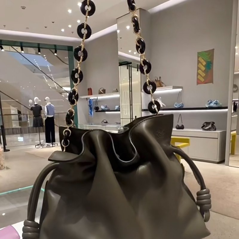 Loewe 納帕小牛皮迷你 Mini Flamenco 包 深卡其綠(當季熱門新品 下單前請先詢問)-5