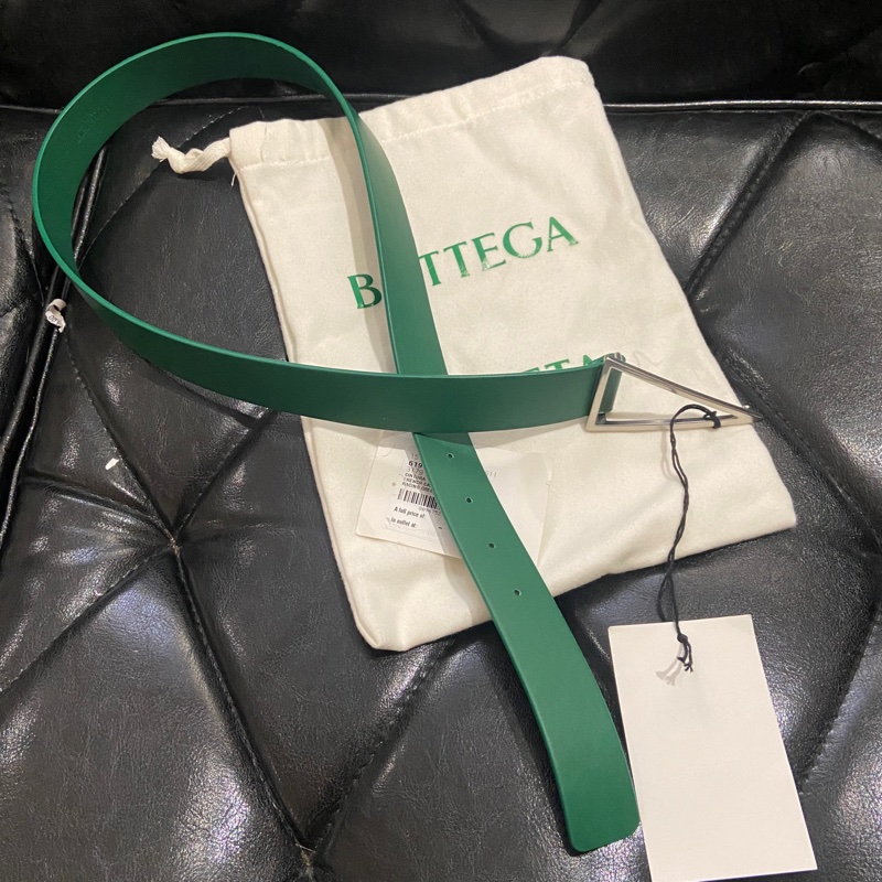 BV Bottega Veneta 男士三角皮帶 經典bv綠 85cm跟90cm各1條-1
