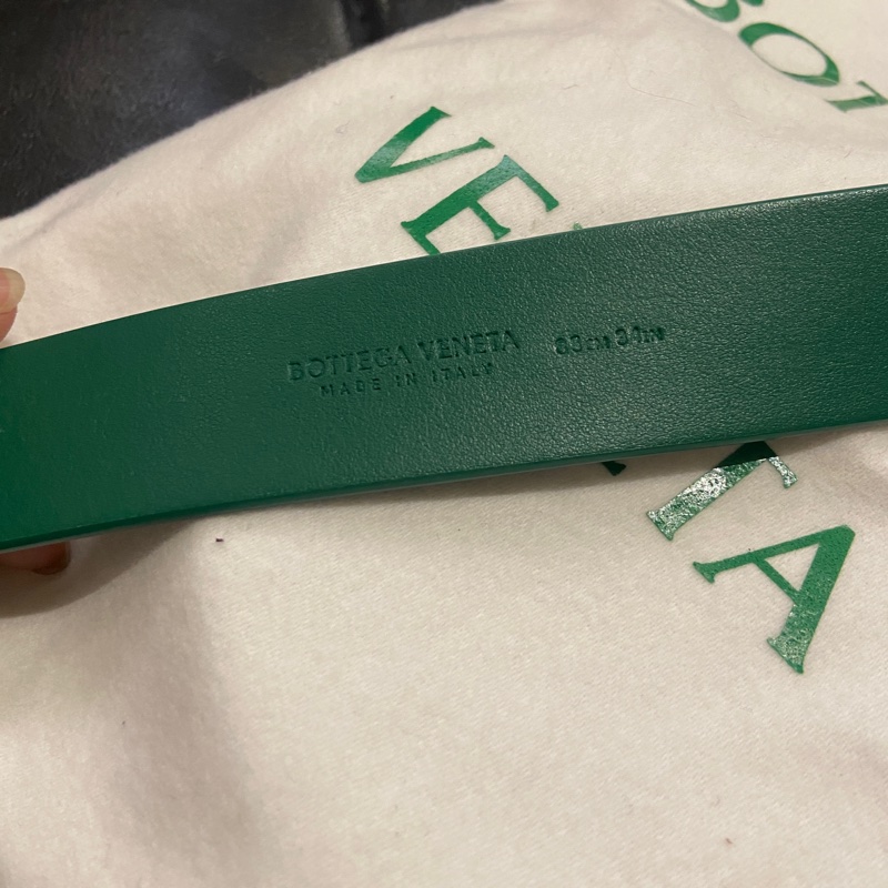 BV Bottega Veneta 男士三角皮帶 經典bv綠 85cm跟90cm各1條-5