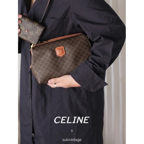 全新未使用的閒置品 Celine vintage焦糖棕雲朵包手拿斜背包